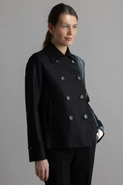 Jakke - Cropped Trench Light Pressed Wool