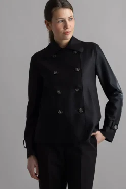 Jakke - Cropped Trench Light Pressed Wool