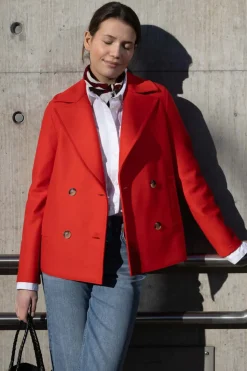 Jakke - Peacoat Light Pressed Wool Bright Red