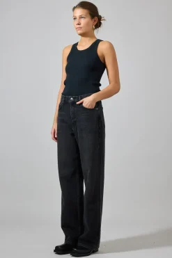 Jeans - Shea High-Rise Straight Black Stained