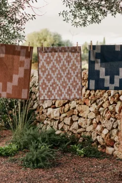 Kjøkkenhåndkle - Ikat Mist Blue/Terracotta