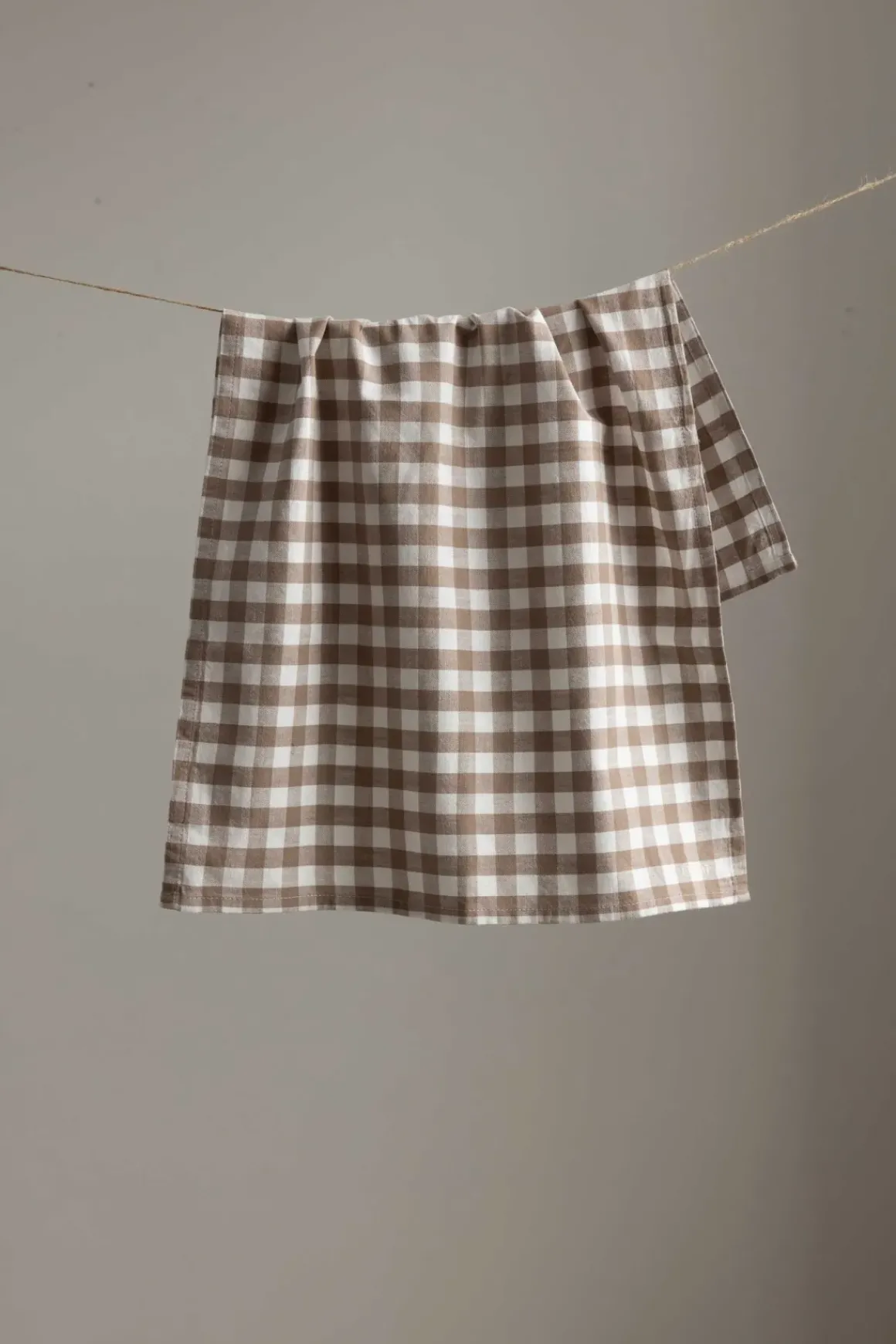 Kjøkkenhåndkle - Ruter Muldvarp/Hvit