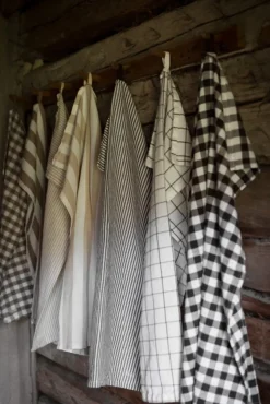 Kjøkkenhåndkle - Ruter Muldvarp/Hvit