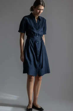 Kjole - Cuffed S/S Belted Shirt Dress