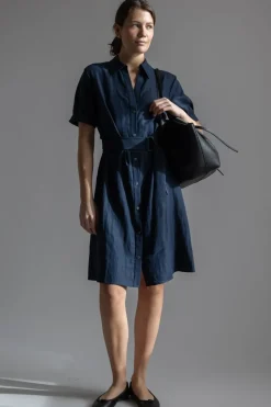 Kjole - Cuffed S/S Belted Shirt Dress