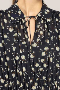 Kjole - Floral Volumes Blue/White Flower Garden