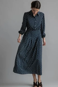 Kjole - Izzy Navy Mini Polka Dots