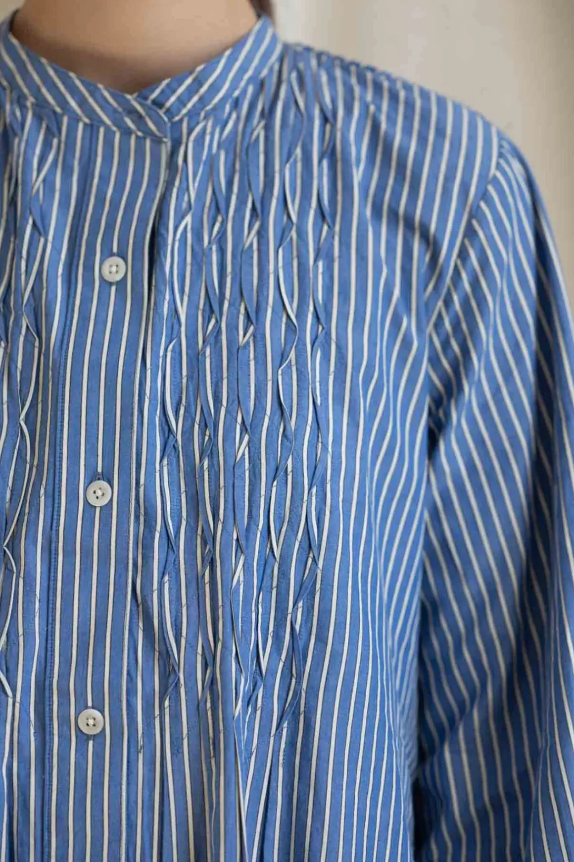 Kjole - Pintuck Dash Stripe Cotton Dress