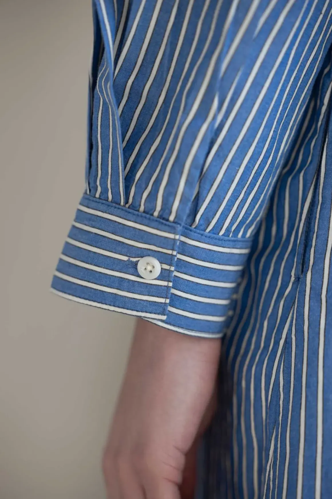 Kjole - Pintuck Dash Stripe Cotton Dress