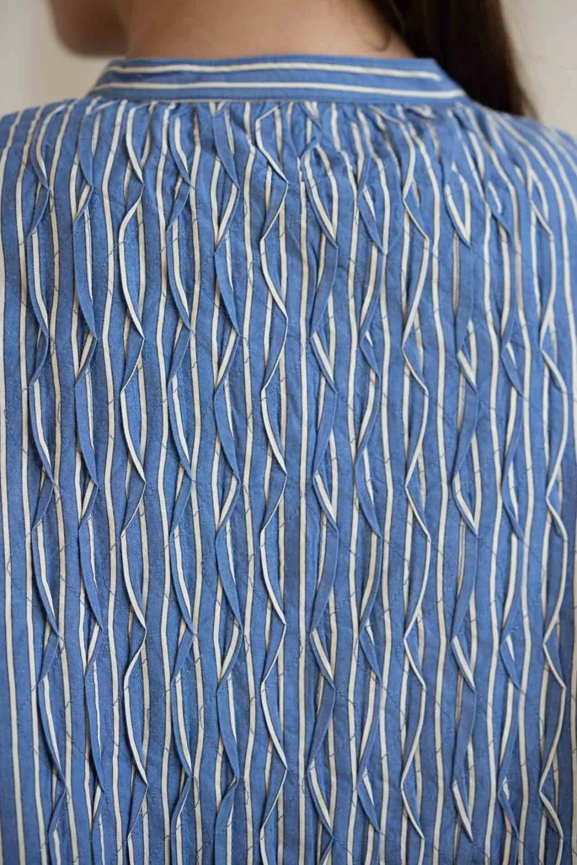 Kjole - Pintuck Dash Stripe Cotton Dress