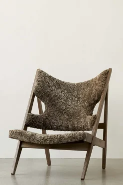 Lenestol - Knitting Lounge Chair, Dark Stained Oak, Sheepskin Root