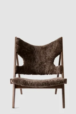 Lenestol - Knitting Lounge Chair, Dark Stained Oak, Sheepskin Root