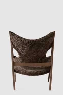 Lenestol - Knitting Lounge Chair, Dark Stained Oak, Sheepskin Root