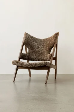 Lenestol - Knitting Lounge Chair, Dark Stained Oak, Sheepskin Root
