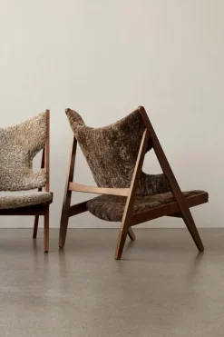 Lenestol - Knitting Lounge Chair, Dark Stained Oak, Sheepskin Root