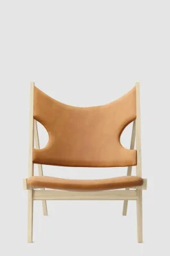 Lenestol - Knitting Lounge Chair, Natural Oak, Dunes Cognac 21000