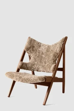 Lenestol - Knitting Lounge Chair, Walnut, Sheepskin Shahara