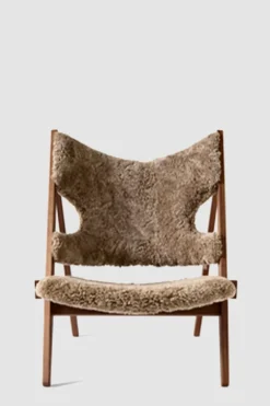 Lenestol - Knitting Lounge Chair, Walnut, Sheepskin Shahara