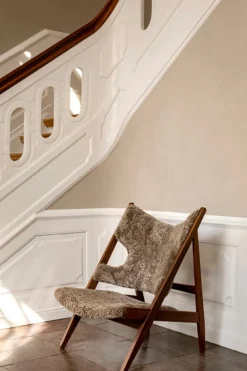 Lenestol - Knitting Lounge Chair, Walnut, Sheepskin Shahara