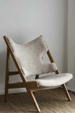 Lenestol - Knitting Lounge Chair, Natural Oak, Sheepskin Natur
