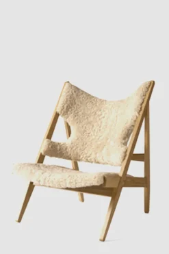 Lenestol - Knitting Lounge Chair, Natural Oak, Sheepskin Natur