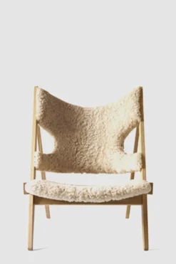 Lenestol - Knitting Lounge Chair, Natural Oak, Sheepskin Natur