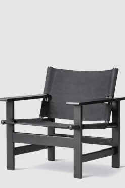 Loungestol - The Canvas Chair 2031 Sortlakkert Eik / Sort Canvas