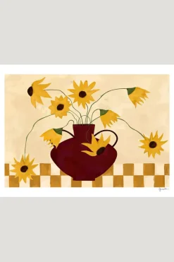 Plakat - Sunflowers in Burgundy Vase 30x40cm