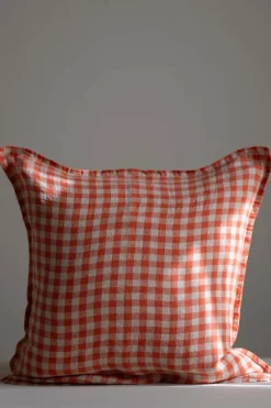 Putetrekk - 50x50cm Orange Flax Gingham