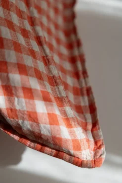Putetrekk - 50x50cm Orange Flax Gingham