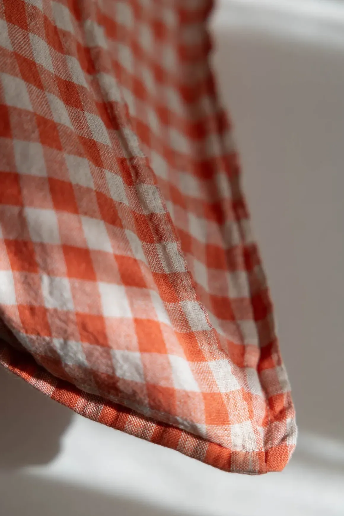 Putetrekk - 50x50cm Orange Flax Gingham