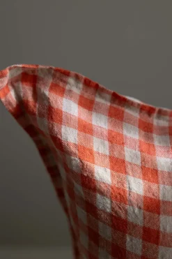 Putetrekk - 50x50cm Orange Flax Gingham