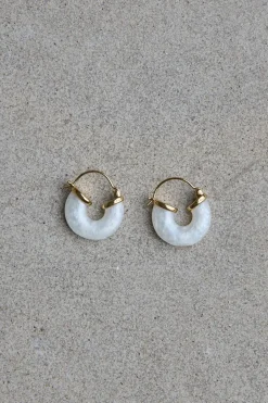 Øreringer - Petit White Swell Gold