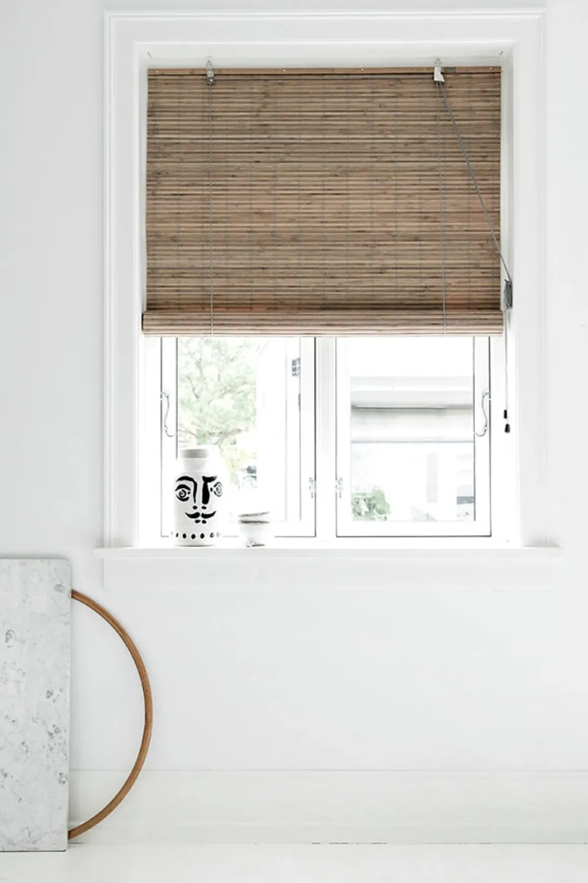 Rullegardin - Gråbeiset lysdempende Bambus