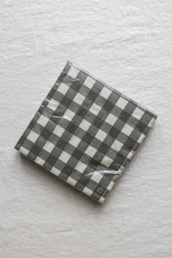 Serviett - 33x33cm Ruter Grønn/Lysegrå