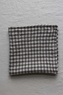 Serviett - 45x45cm White/Brown Gingham