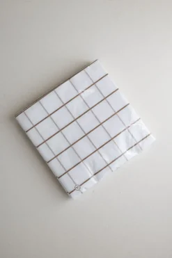 Servietter - Ruter 33x33cm Hvit/Brun