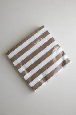 Servietter - Striper 33x33cm Brun/Hvit