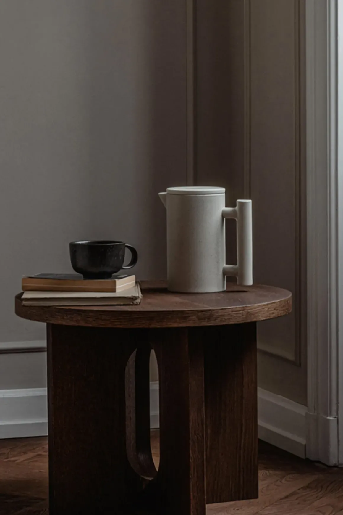 Sidebord - Androgyne dia50cm Walnut/Walnut