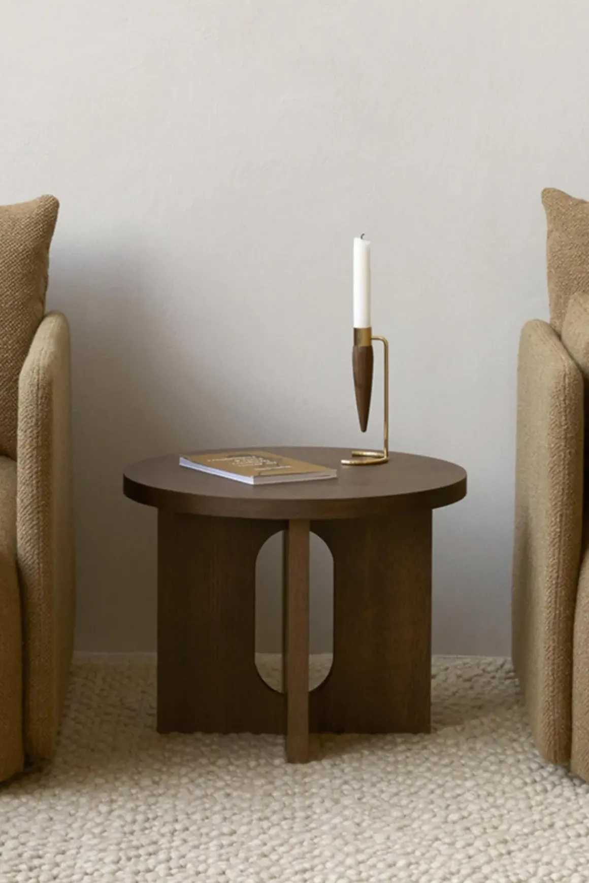 Sidebord - Androgyne dia50cm Walnut/Walnut