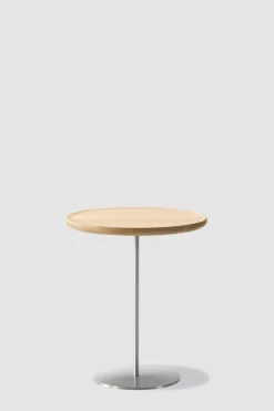 Sidebord - Pal 6755 dia44cm Lakkert Eik/Børstet Stål