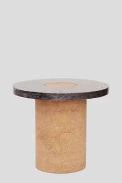 Sidebord - Sintra h33cm dia39cm Black Marmor/Cork