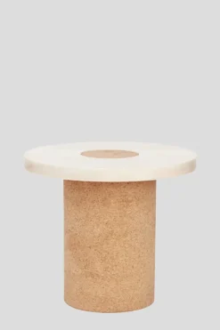 Sidebord - Sintra h33cm dia39cm White Marmor/Cork
