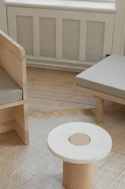 Sidebord - Sintra h33cm dia39cm White Marmor/Cork