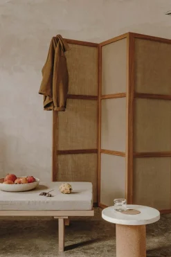 Sidebord - Sintra h33cm dia39cm White Marmor/Cork