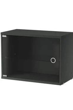 Skap - Vitrineskap Hengslet Glassdør 58x30x42 Mørkegrå
