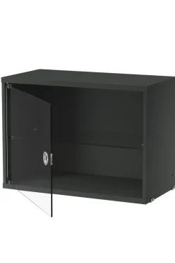 Skap - Vitrineskap Hengslet Glassdør 58x30x42 Mørkegrå