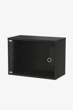 Skap - Vitrineskap Hengslet Glassdør 58x30x42 Sort Ask