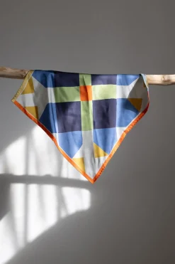 Skjerf - Pinwheel Print Silk Cornflower