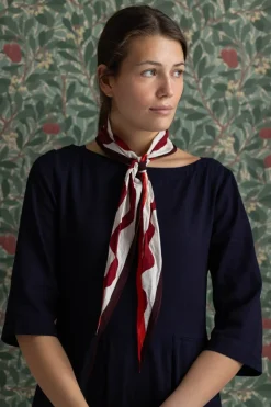 Skjerf - Ribbon Print Cotton Garnet